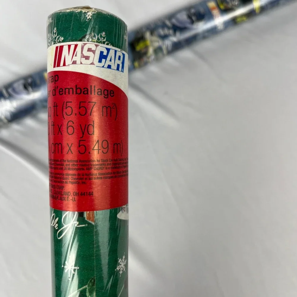 Y2K NASCAR Dale Earnhardt Jr. #88 Racecar Green Christmas‎ Wrapping Paper NWT